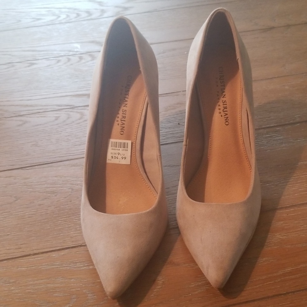 Gray suede heels